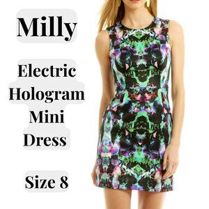 Milly Electric Hologram Multicolor Mini Dress - Size 8